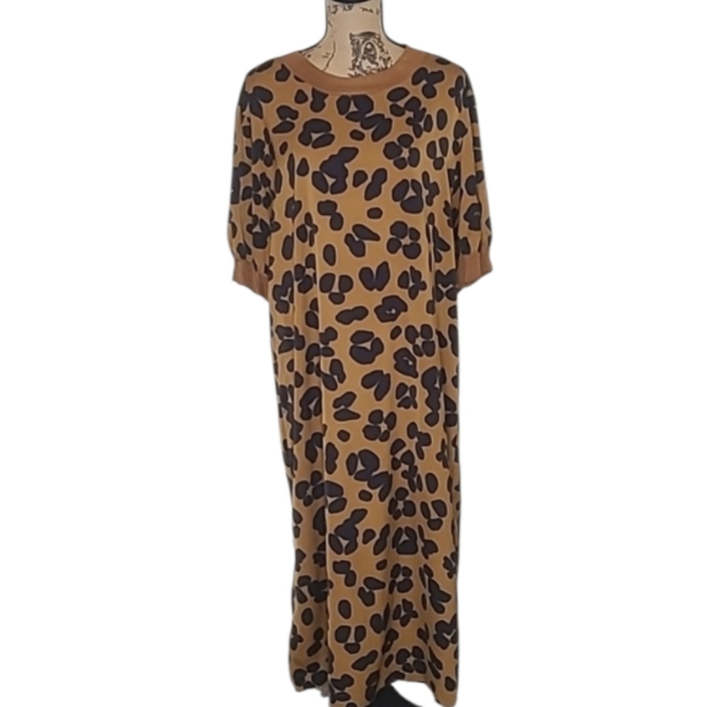 Who What Wear Brown Leopard Print Shirt Maxi Dress